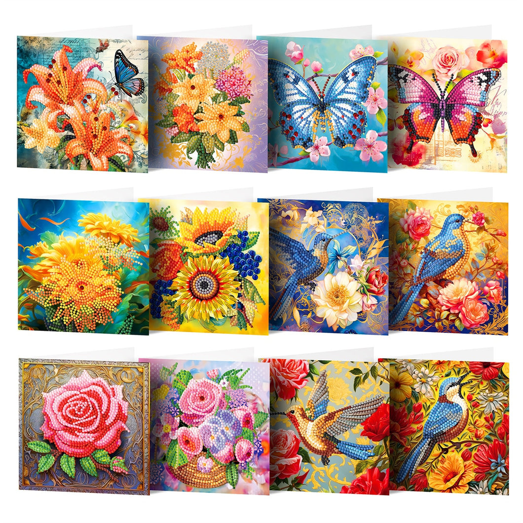 Diamond Painting - Wenskaarten - 12 stuks