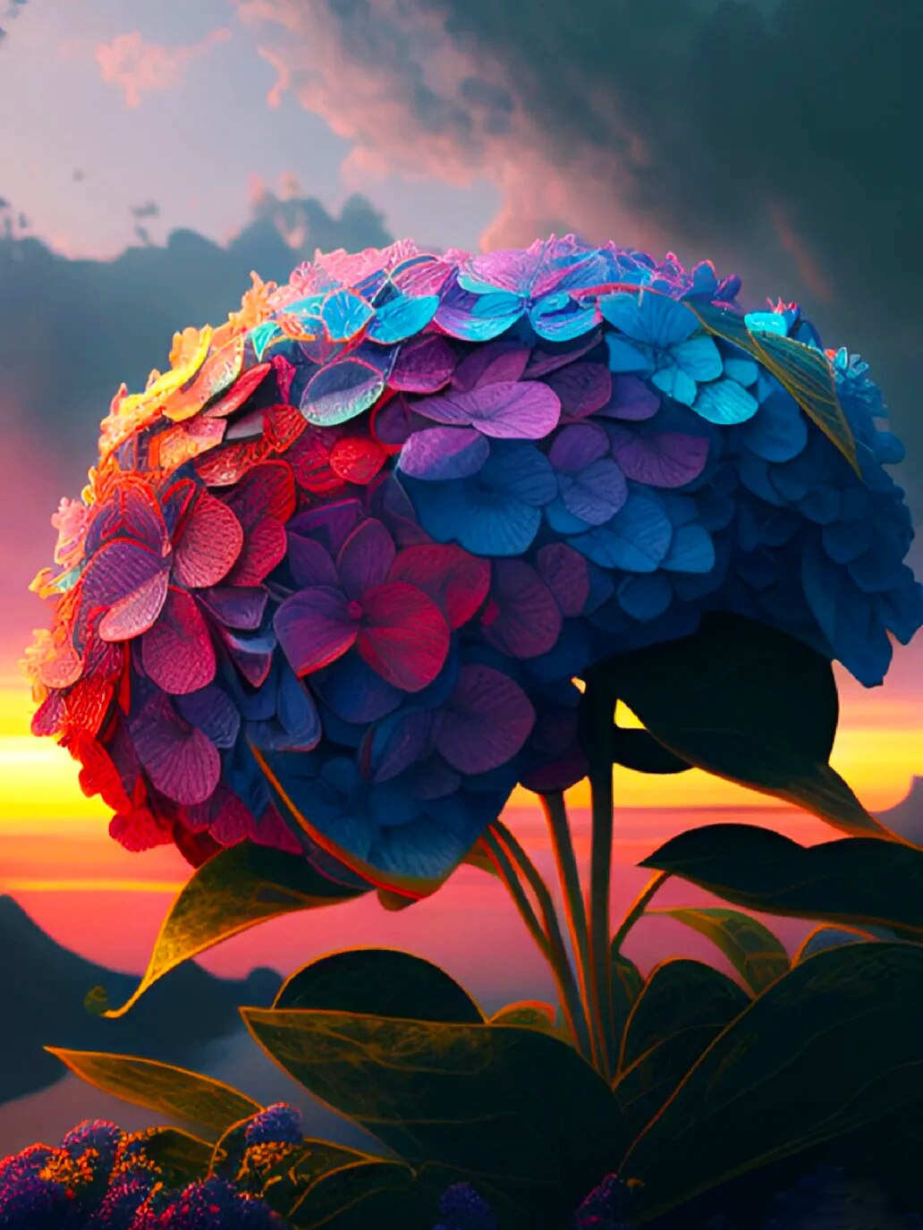 Diamond painting - grote hortensia