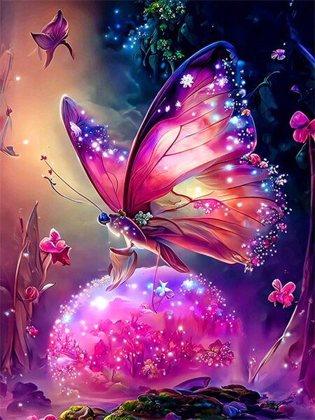 Diamond Painting - roze vlinder