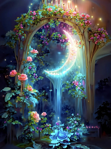 Diamond Painting - Halve Maan met Rozen