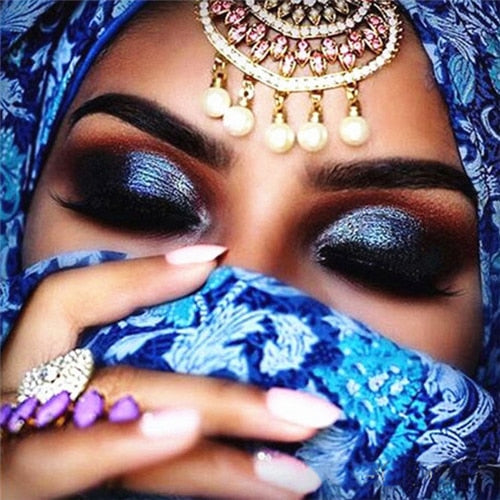 Diamond Painting - Arabische Vrouw (Blauw/Wit)