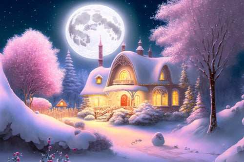 Diamond Painting - Huis met Maanlicht