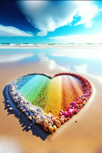 Diamond Painting - Regenboog Hart op het Strand