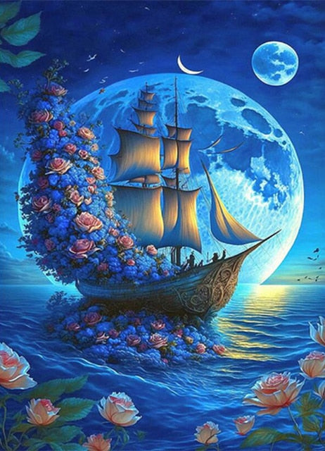 Diamond Painting - Schip met Rozen