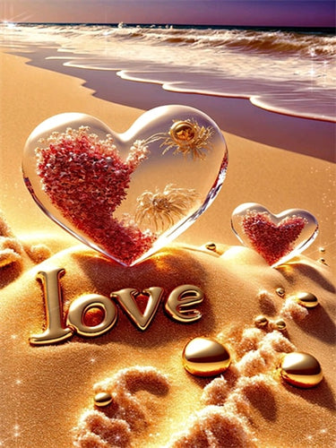 Diamond Painting - Gouden Love op het Strand