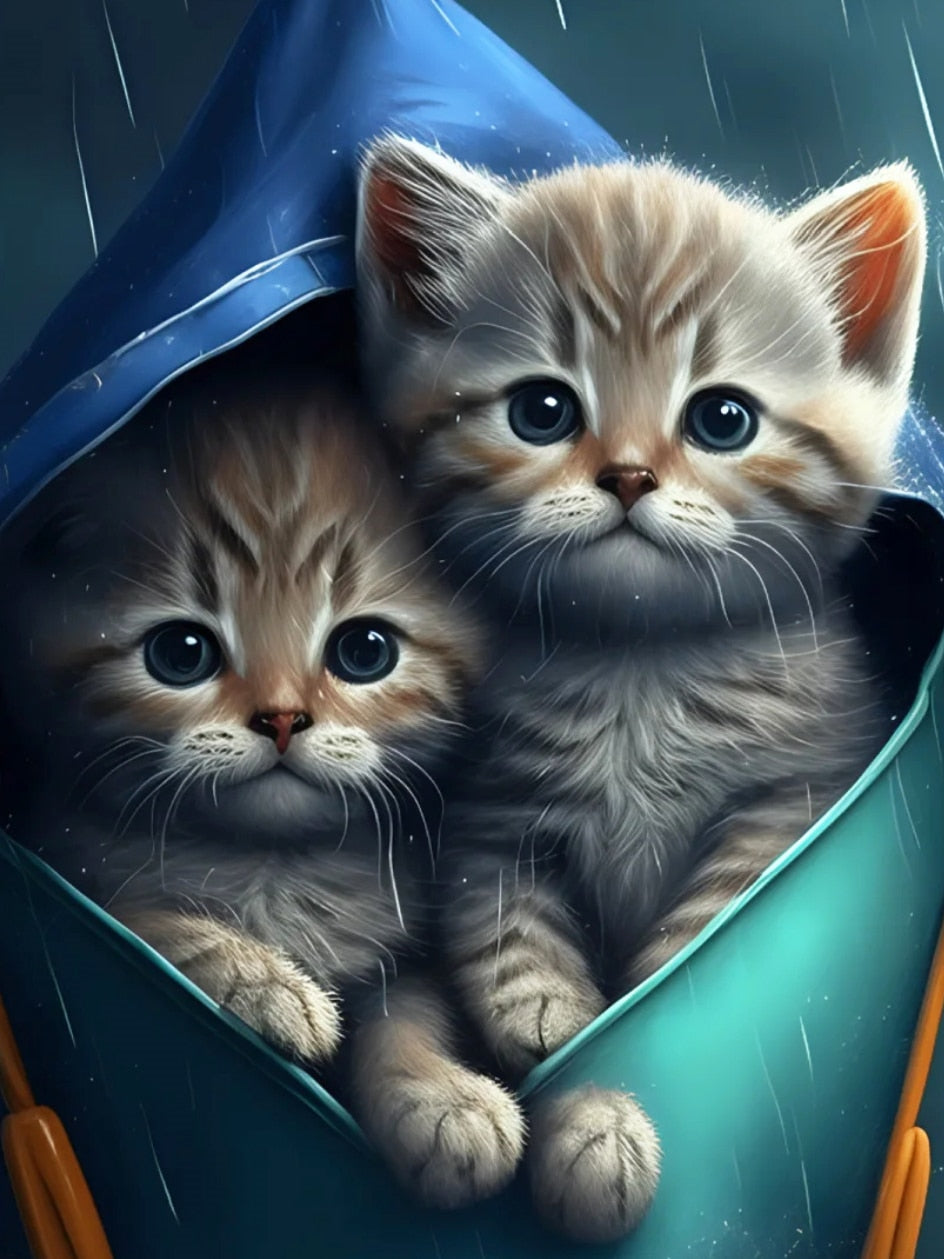 Diamond Painting - Kleine Grijze Kittens