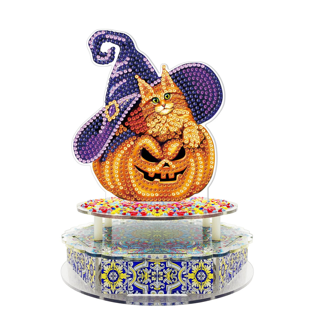 Diamond Painting Music Box - Pumpkin with Cat