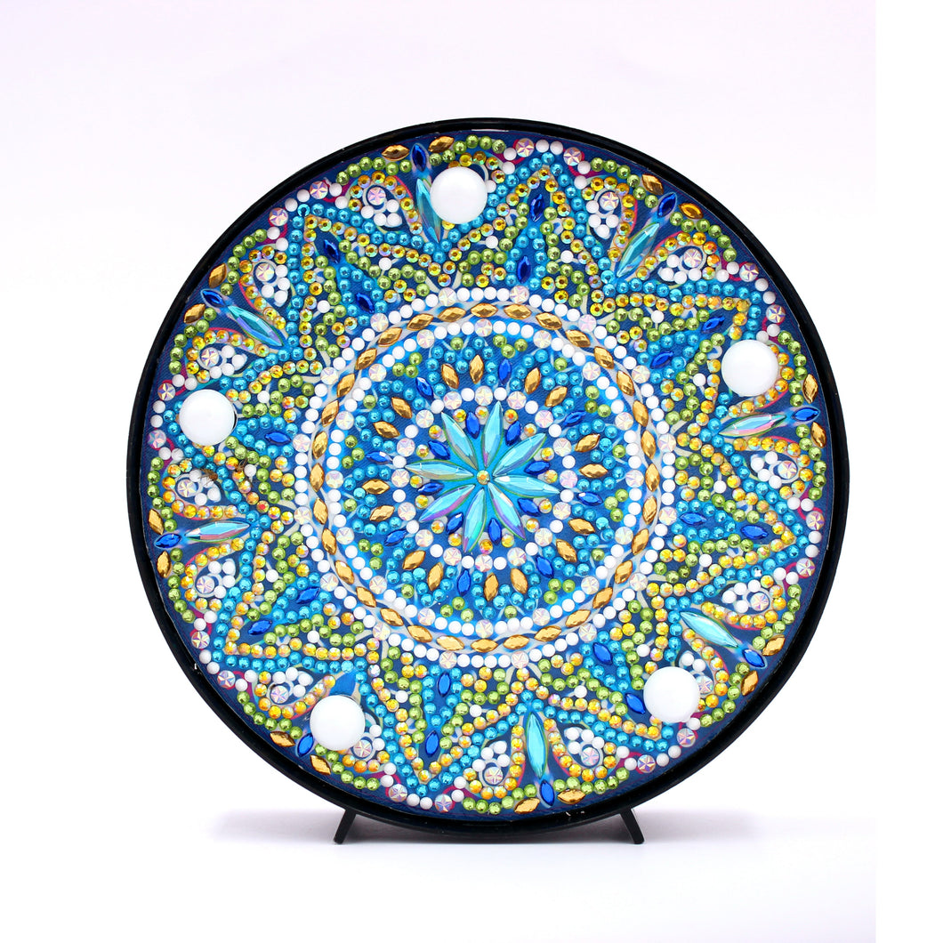 Diamond Painting Ronde Lampje - Blauwe Mandala