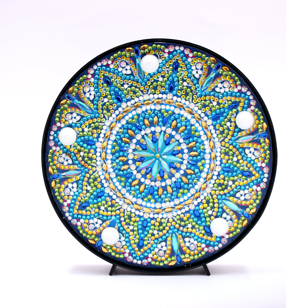 Diamond Painting Round Lamp - Blue Mandala
