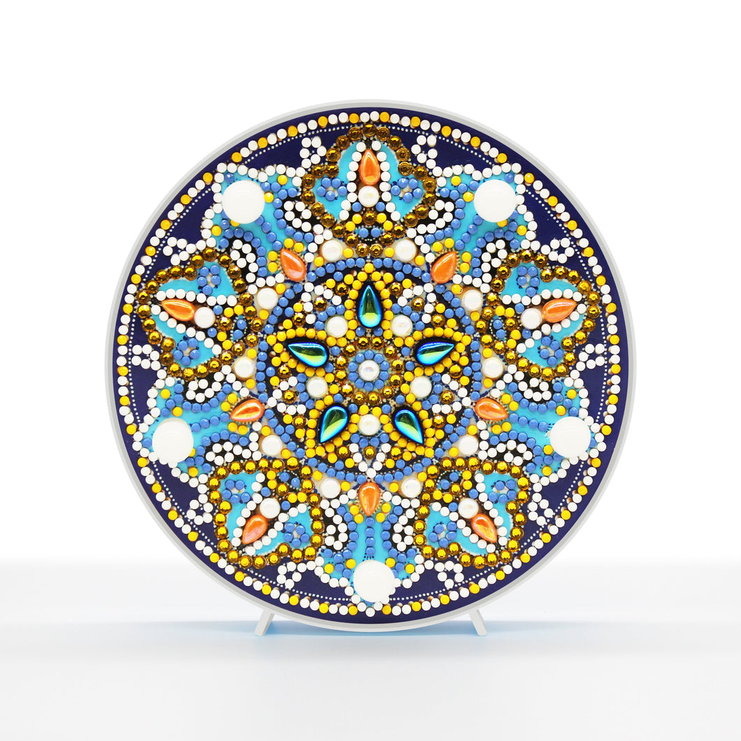 Runde Lampe mit Diamantmalerei – Mandala im griechischen Stil