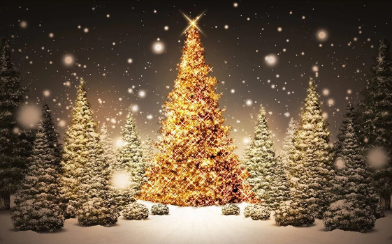 Gold colored Christmas tree