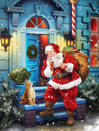 Diamond Painting - Kerstman met Kat
