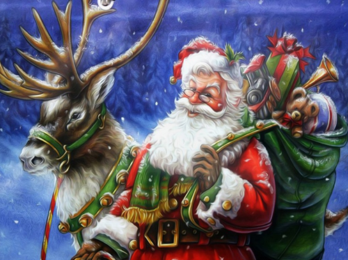 Diamond Painting - Kerstman met Rendier