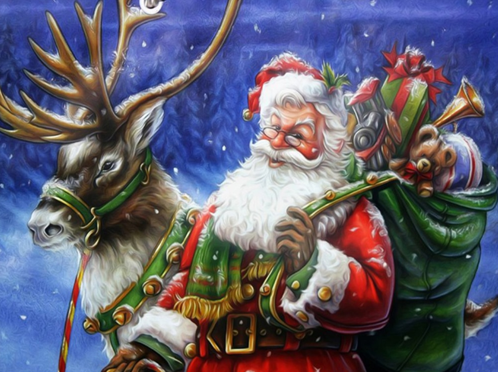 Diamond Painting - Kerstman met Rendier