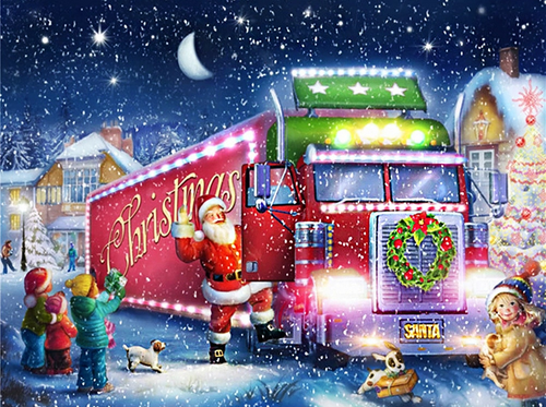 Diamond Painting - Kerstman met Vrachtwagen