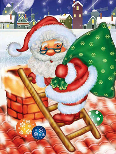 Diamond Painting - Kerstman op het Dak