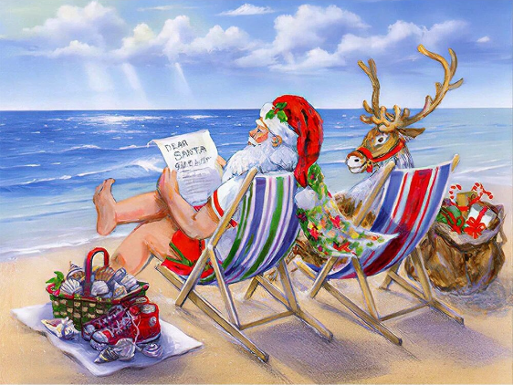 Diamond Painting - Kerstman op het Strand
