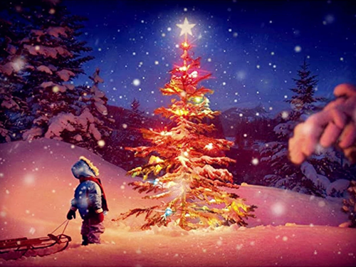 Diamond Painting - Kind bij Kerstboom