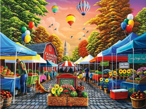 Diamond Painting - Markt met Luchtballonnen - Diamond Paradijs