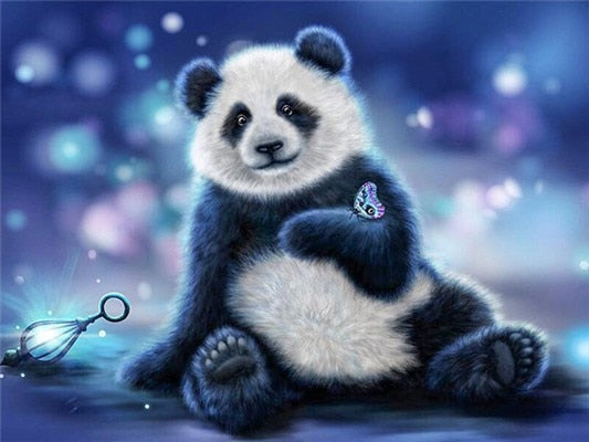 Diamond Painting - Panda met Vlinder - Diamond Paradijs