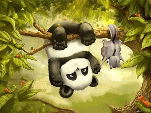 Diamond Painting - Panda Ondersteboven - Diamond Paradijs