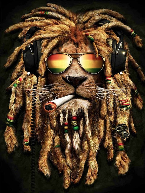 Diamond Painting - Rasta Leeuw - Diamond Paradijs