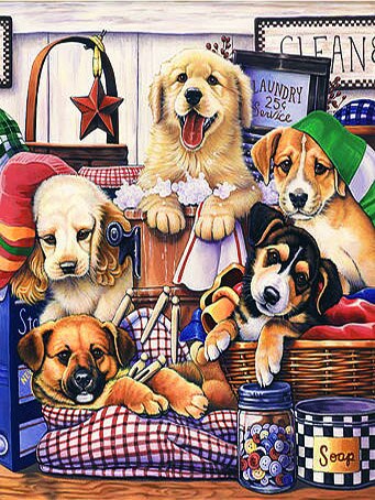 Diamond Painting - Honden Wasserette - Diamond Paradijs