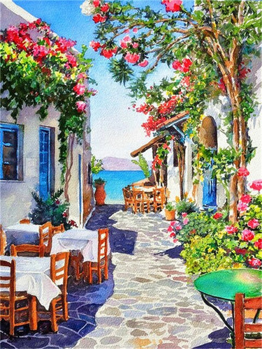 Diamond Painting - Restaurantjes aan de Straat - Diamond Paradijs