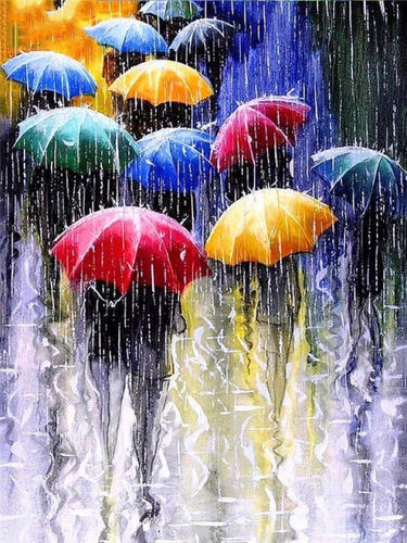 Diamond Painting - Mensen met Paraplu - Diamond Paradijs