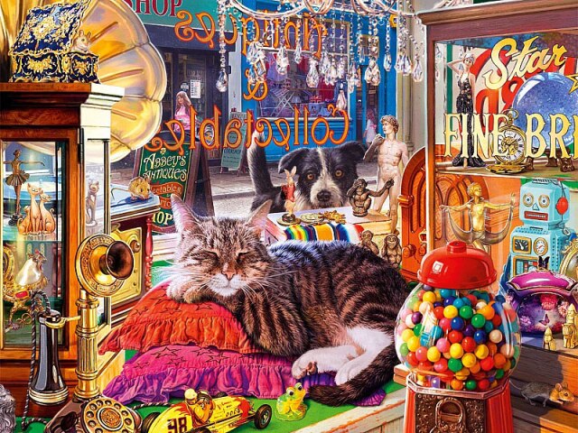 Diamond Painting - Kat in winkel - Diamond Paradijs