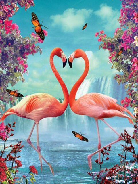Diamond Painting - Flamingo's - Diamond Paradijs