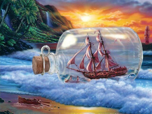 Diamond Painting - Schip in Fles - Diamond Paradijs