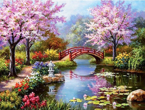 Diamond Painting - Japanse Tuin met Kersenbloesem - Diamond Paradijs