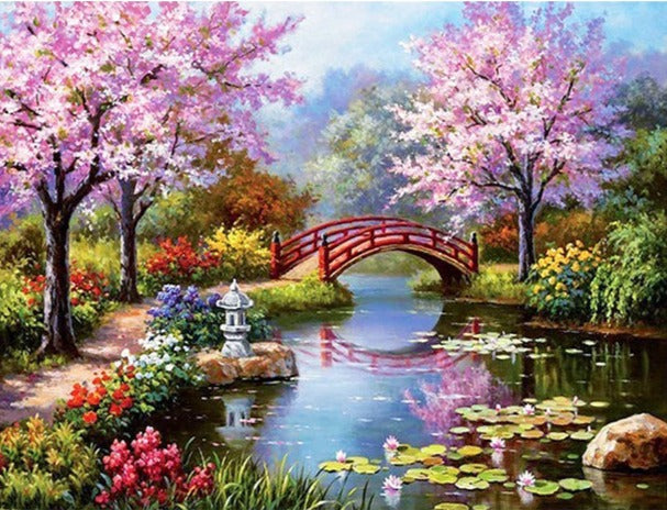 Diamond Painting - Japanse Tuin met Kersenbloesem - Diamond Paradijs